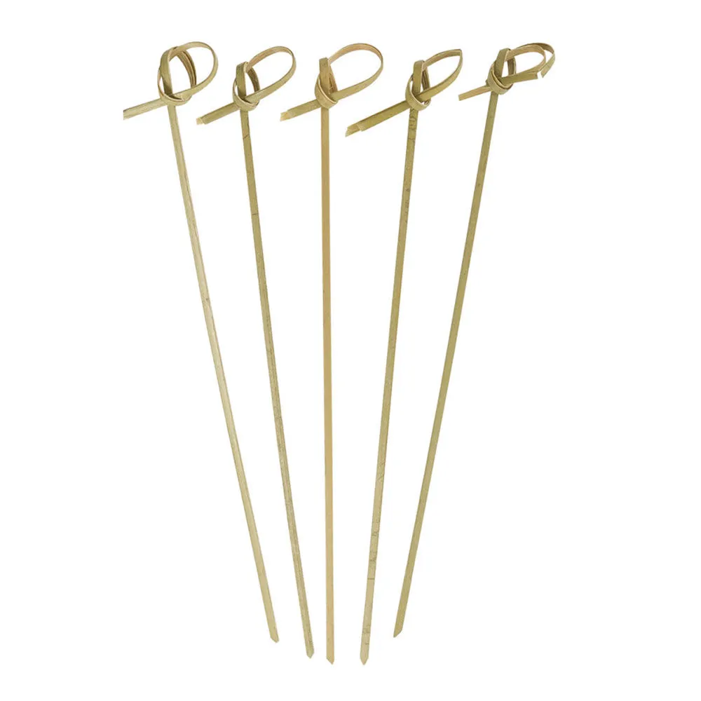 100 Ct Natural Bamboo Knot Picks 7" Wooden Skewer Food Party Cocktail Appetizer