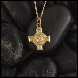 14K Gold Spiral Celtic Cross Pendant