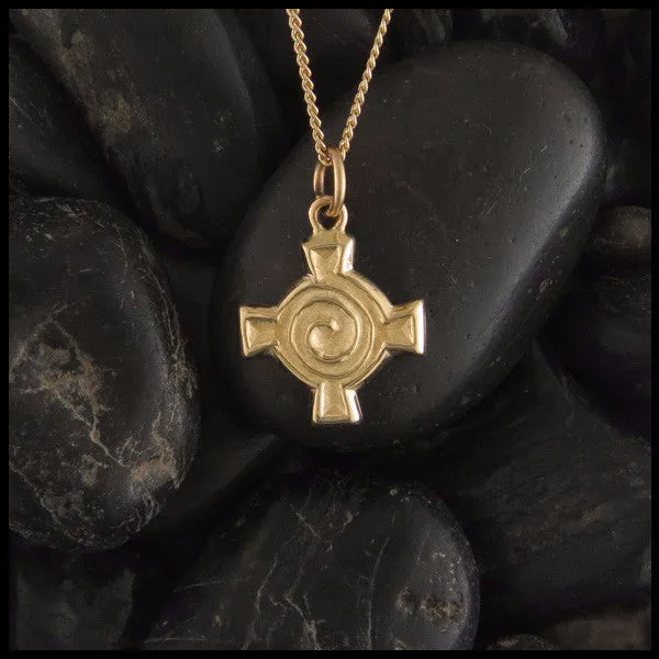 14K Gold Spiral Celtic Cross Pendant