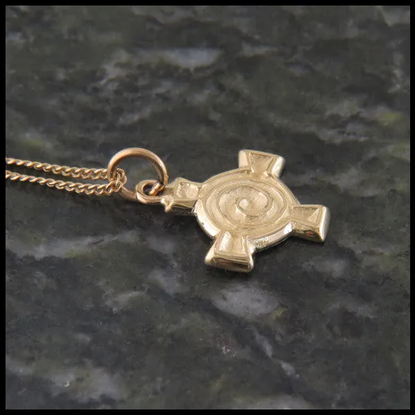 14K Gold Spiral Celtic Cross Pendant