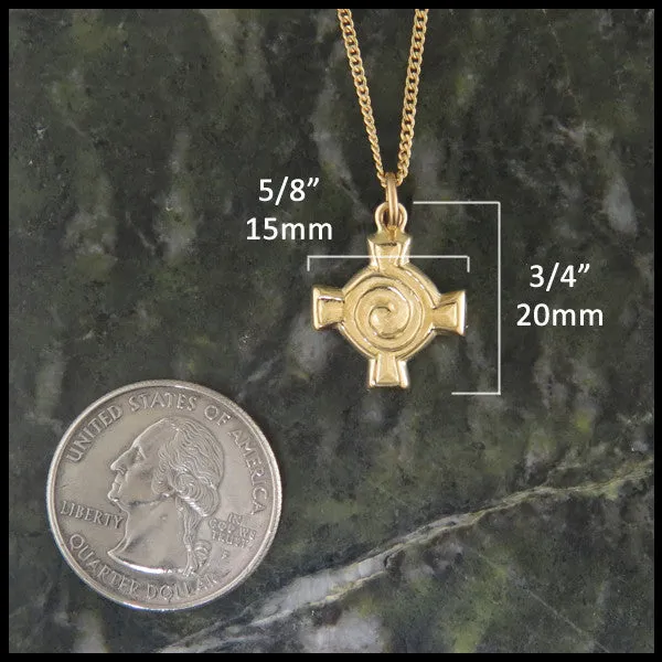 14K Gold Spiral Celtic Cross Pendant