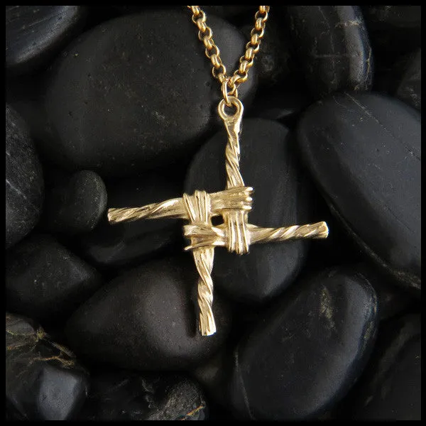 14K Gold St Brigid Cross Pendant