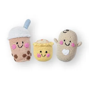 3pcs Crochet Rattle Dolls Bundle Set - Wee Bean   Boba Tea   Siu Mai
