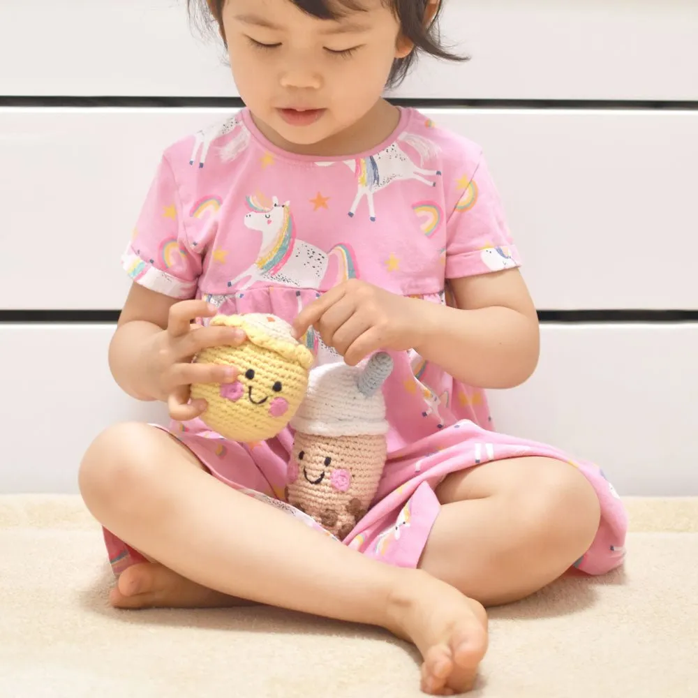 3pcs Crochet Rattle Dolls Bundle Set - Wee Bean   Boba Tea   Siu Mai