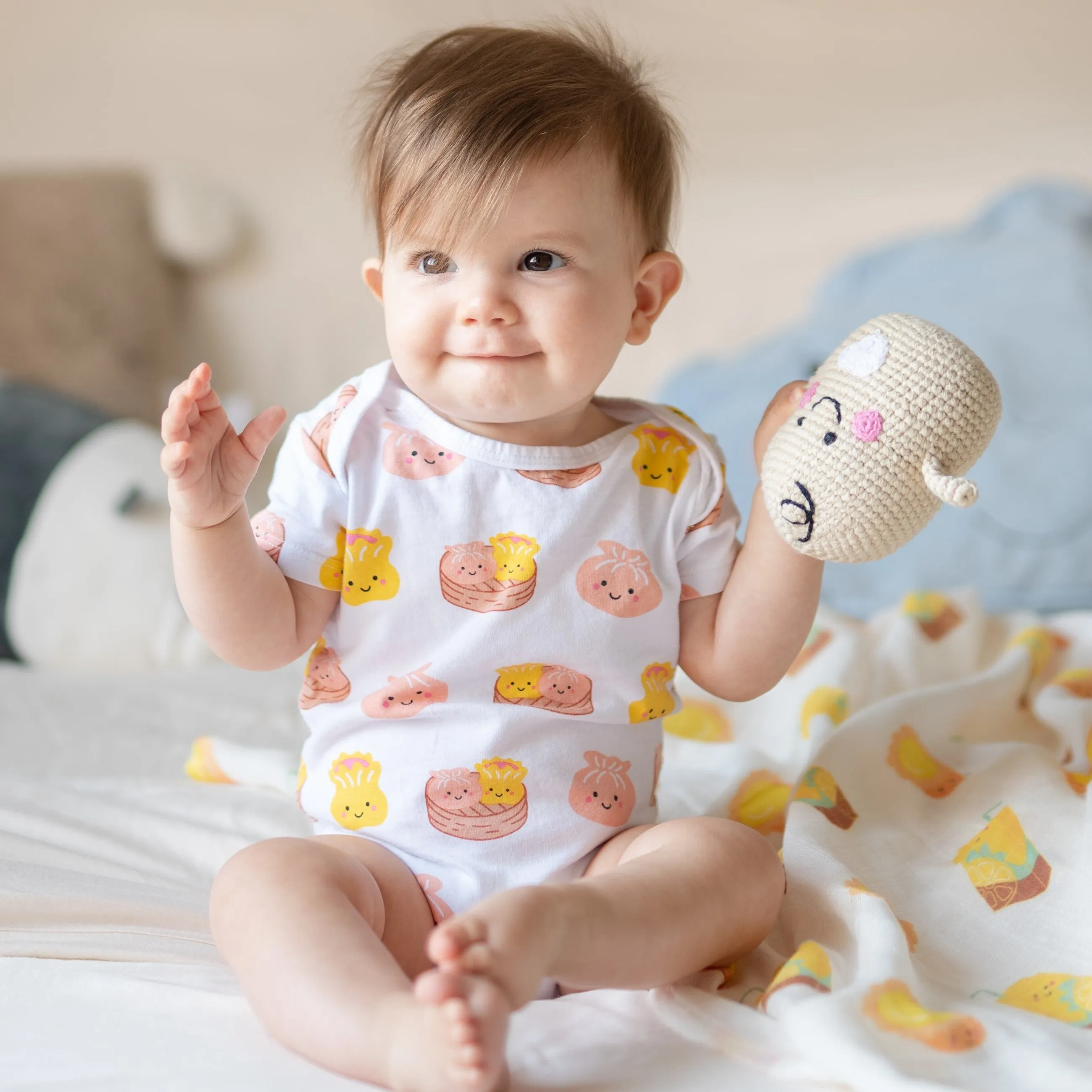 3pcs Crochet Rattle Dolls Bundle Set - Wee Bean   Boba Tea   Siu Mai