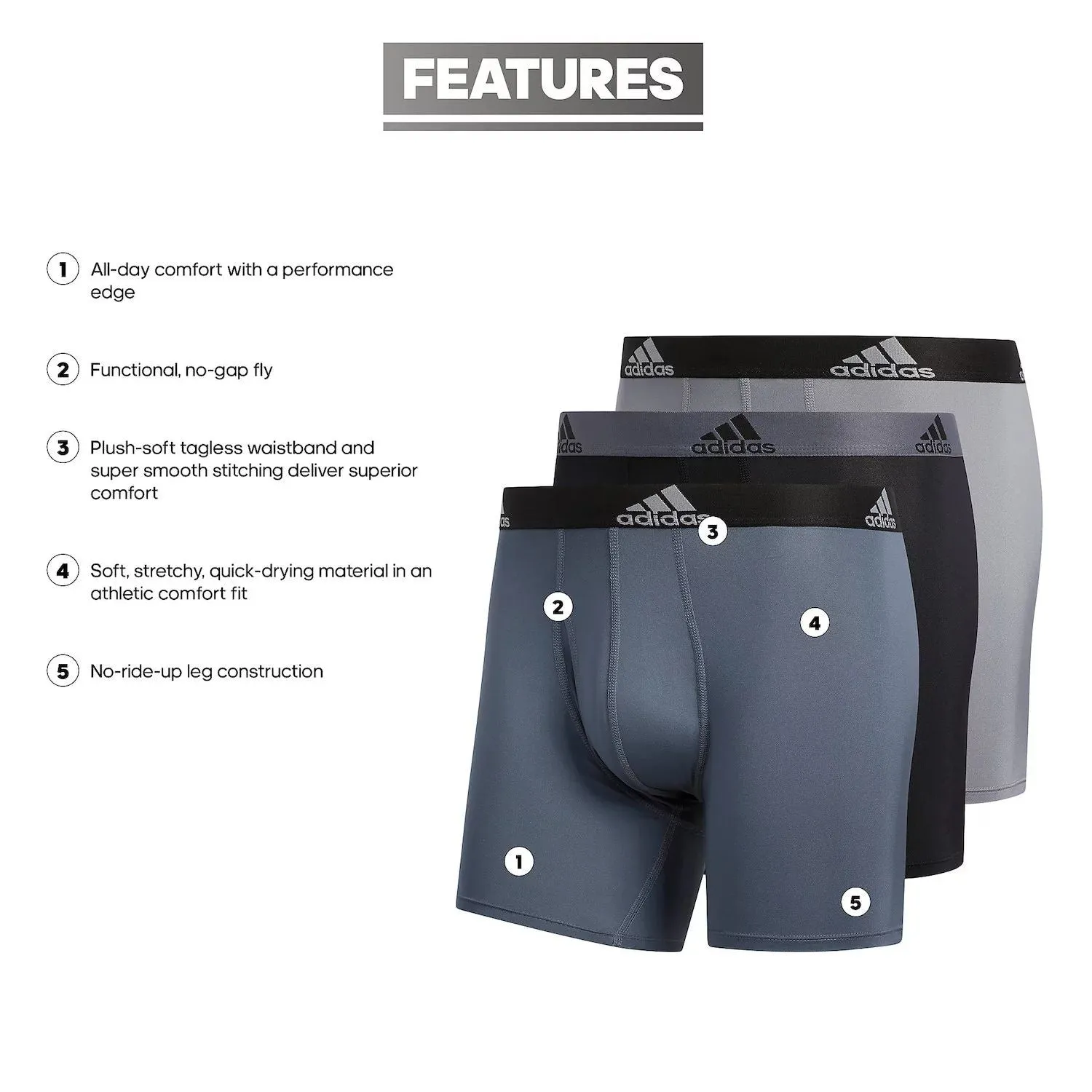 adidas Big & Tall Performance Boxer Three Pack
