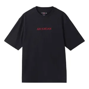 Air Jordan Casual Solid Color Printing T-Shirt Round Neck Pullover Short Sleeve Black