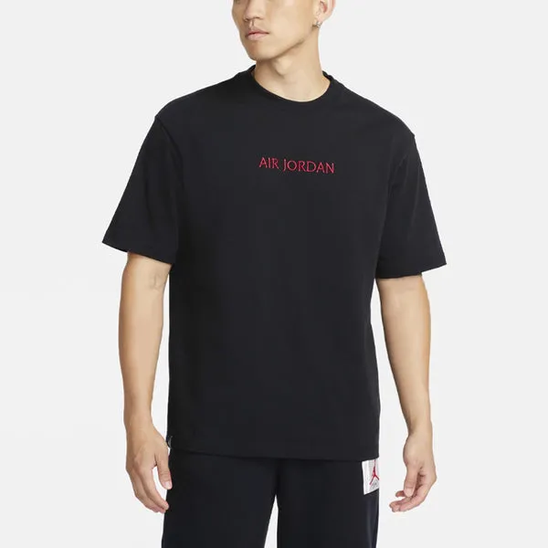 Air Jordan Casual Solid Color Printing T-Shirt Round Neck Pullover Short Sleeve Black