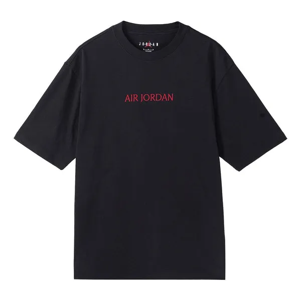 Air Jordan Casual Solid Color Printing T-Shirt Round Neck Pullover Short Sleeve Black