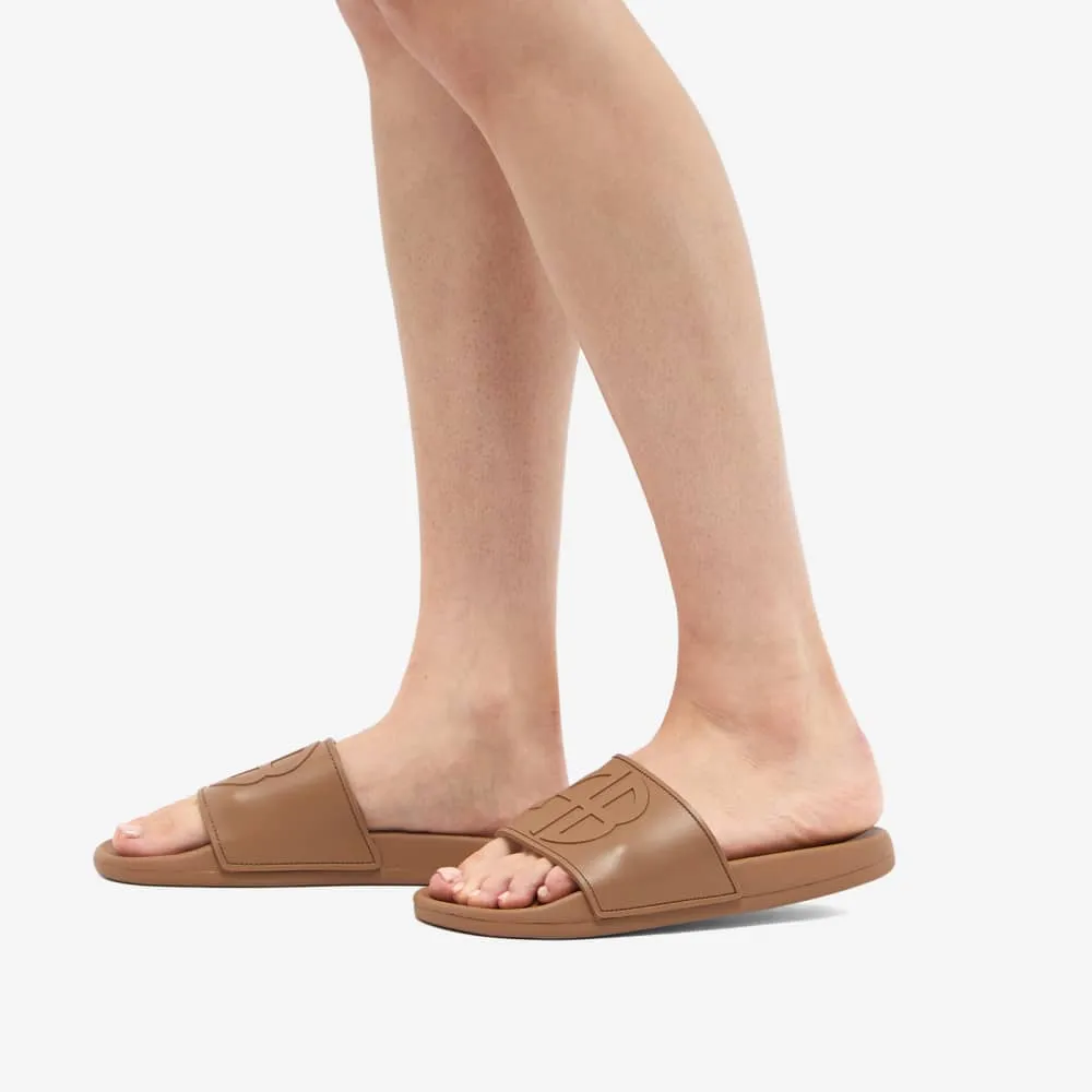 Anine Bing Isla Logo Slippers, Brown