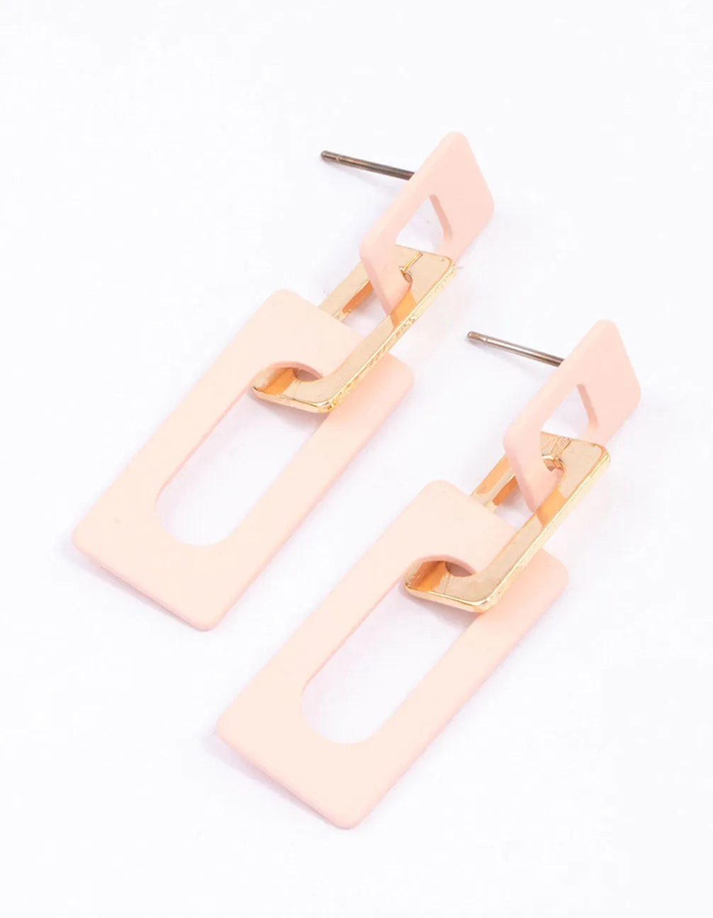 Blush Rectangle Chain Drop Earrings