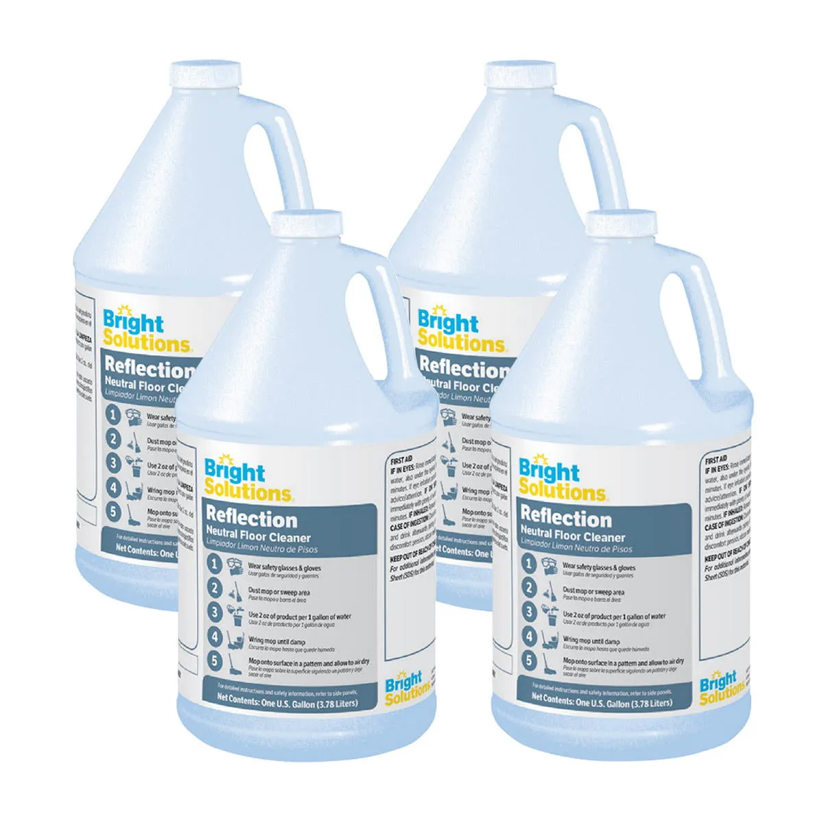Bright Solutions® 'Reflection' Rinse Free Neutral Floor Cleaner (1 Gallon Bottles) - Case of 4