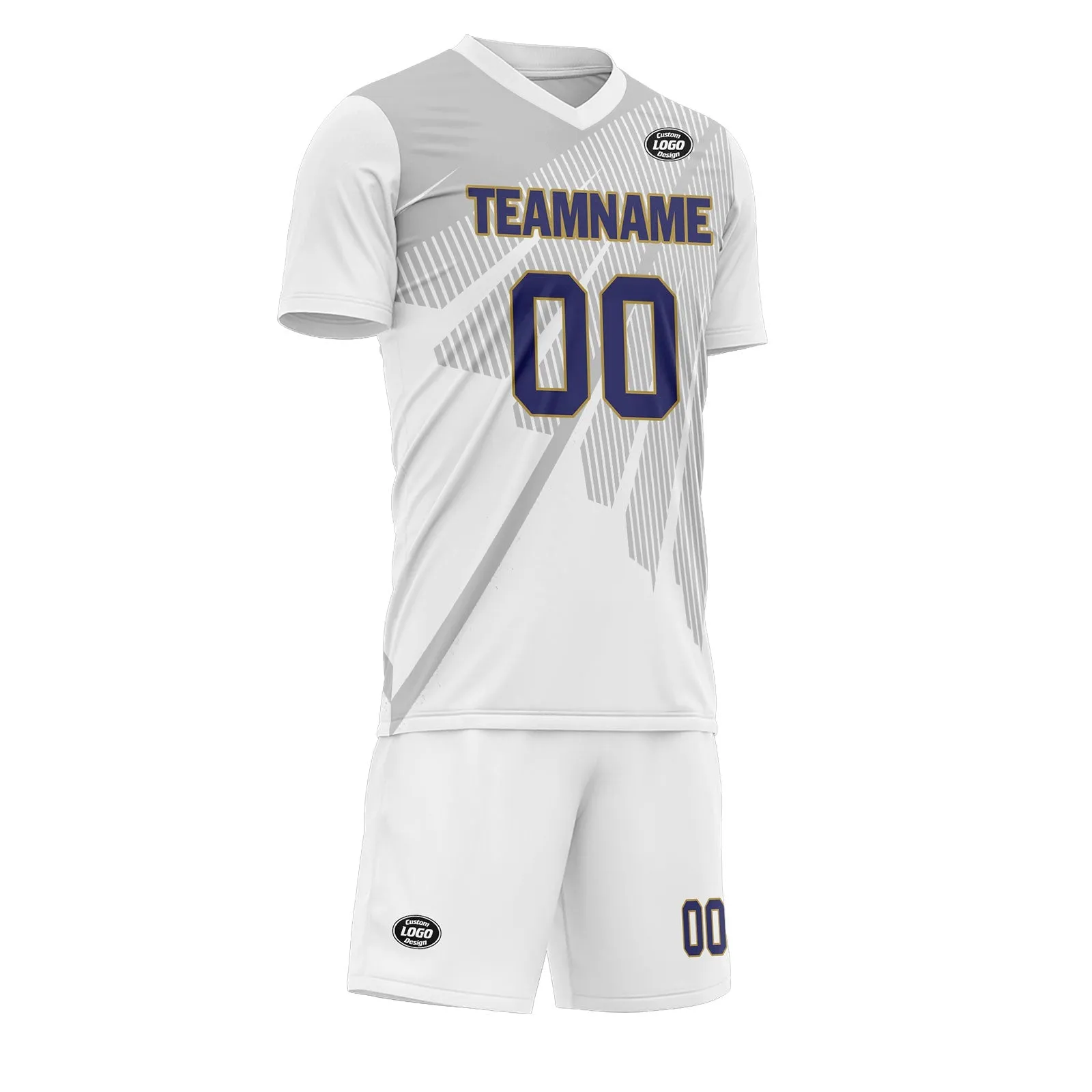 Custom Gray White Soccer Sets Jersey Personalized SCJ101-D28042