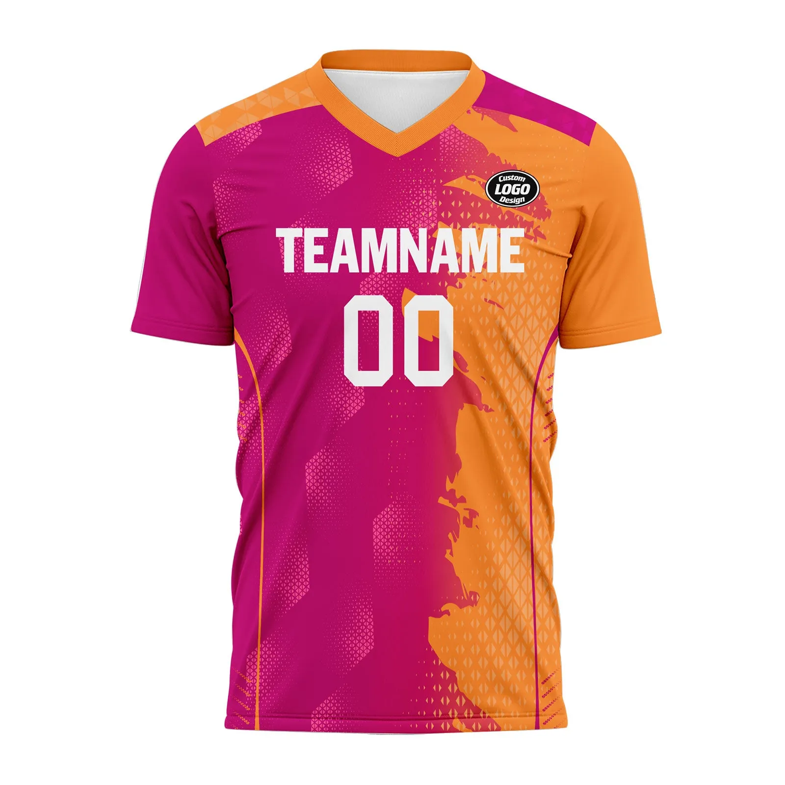 Custom Pink Yellow Soccer Sets Jersey Personalized SCJ101-D020210-5