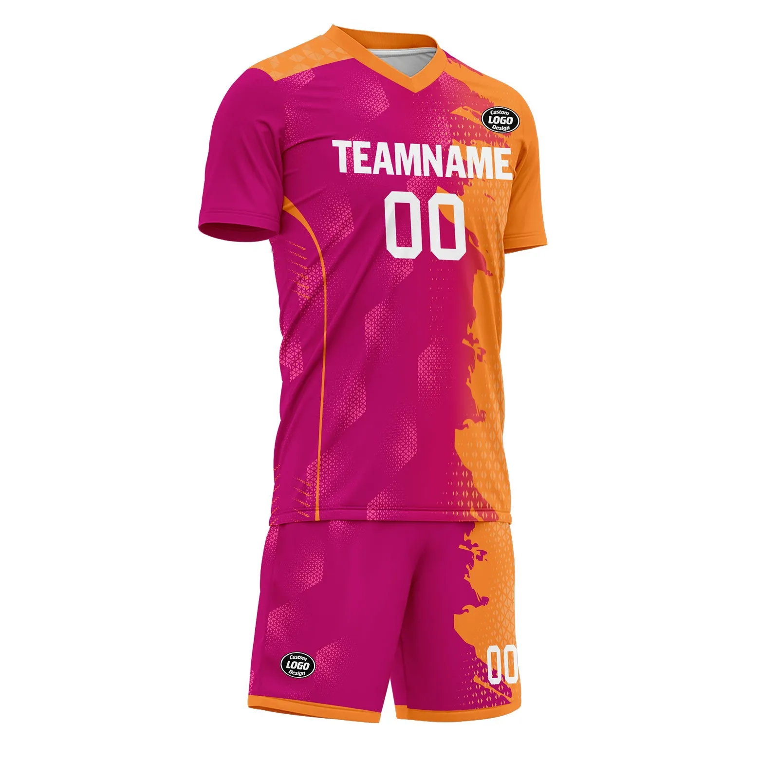 Custom Pink Yellow Soccer Sets Jersey Personalized SCJ101-D020210-5