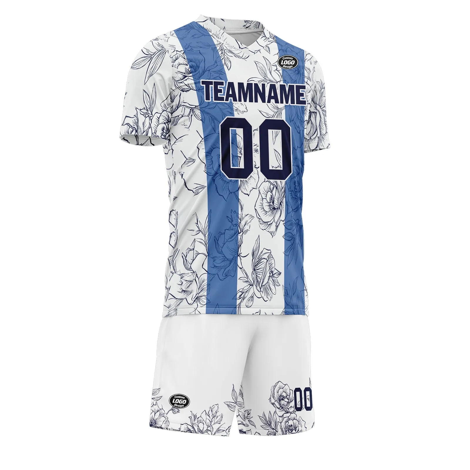Custom White Blue Soccer Sets Jersey Personalized SCJ101-D28007