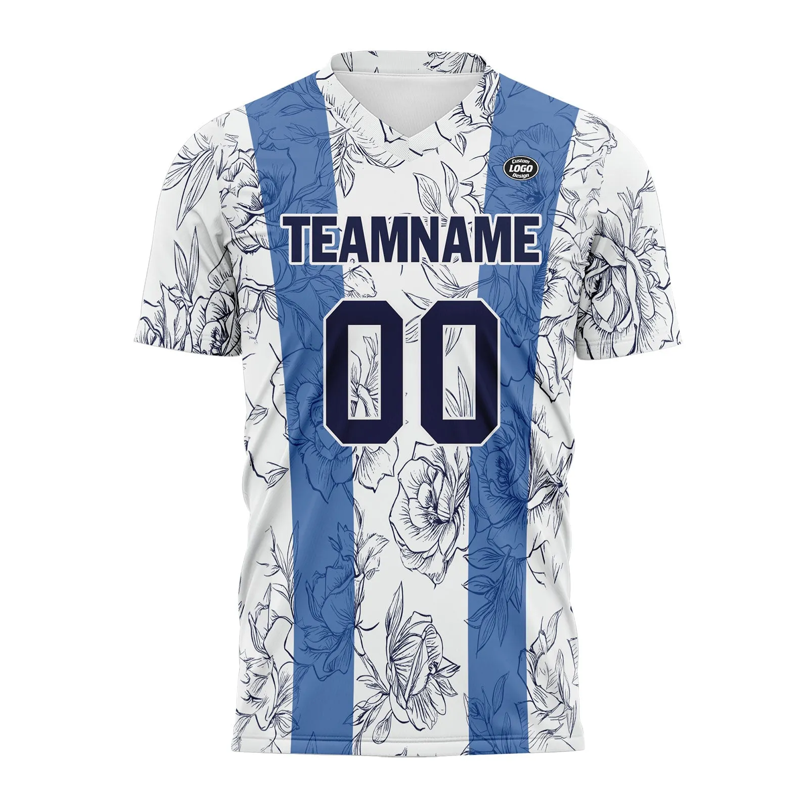 Custom White Blue Soccer Sets Jersey Personalized SCJ101-D28007