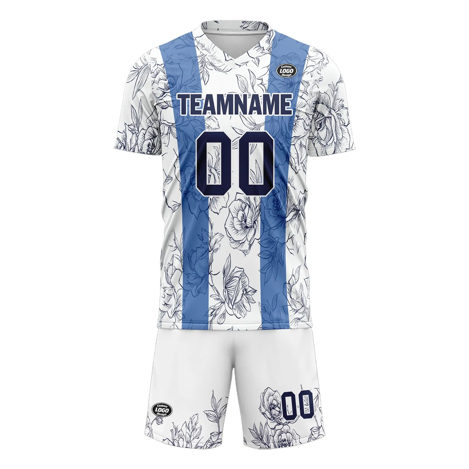 Custom White Blue Soccer Sets Jersey Personalized SCJ101-D28007