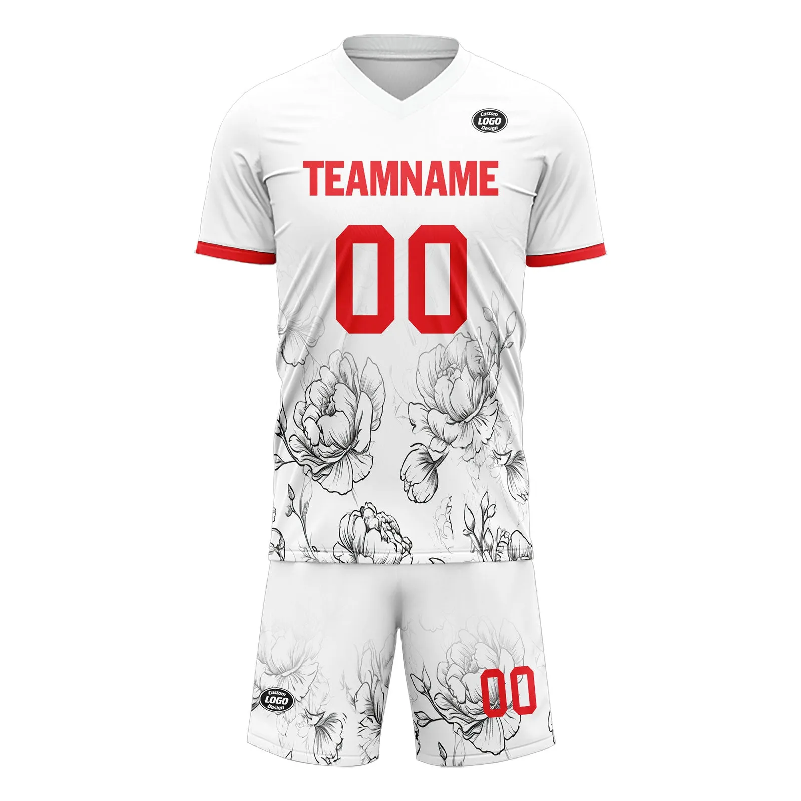 Custom White Red Soccer Sets Jersey Personalized SCJ101-D28030