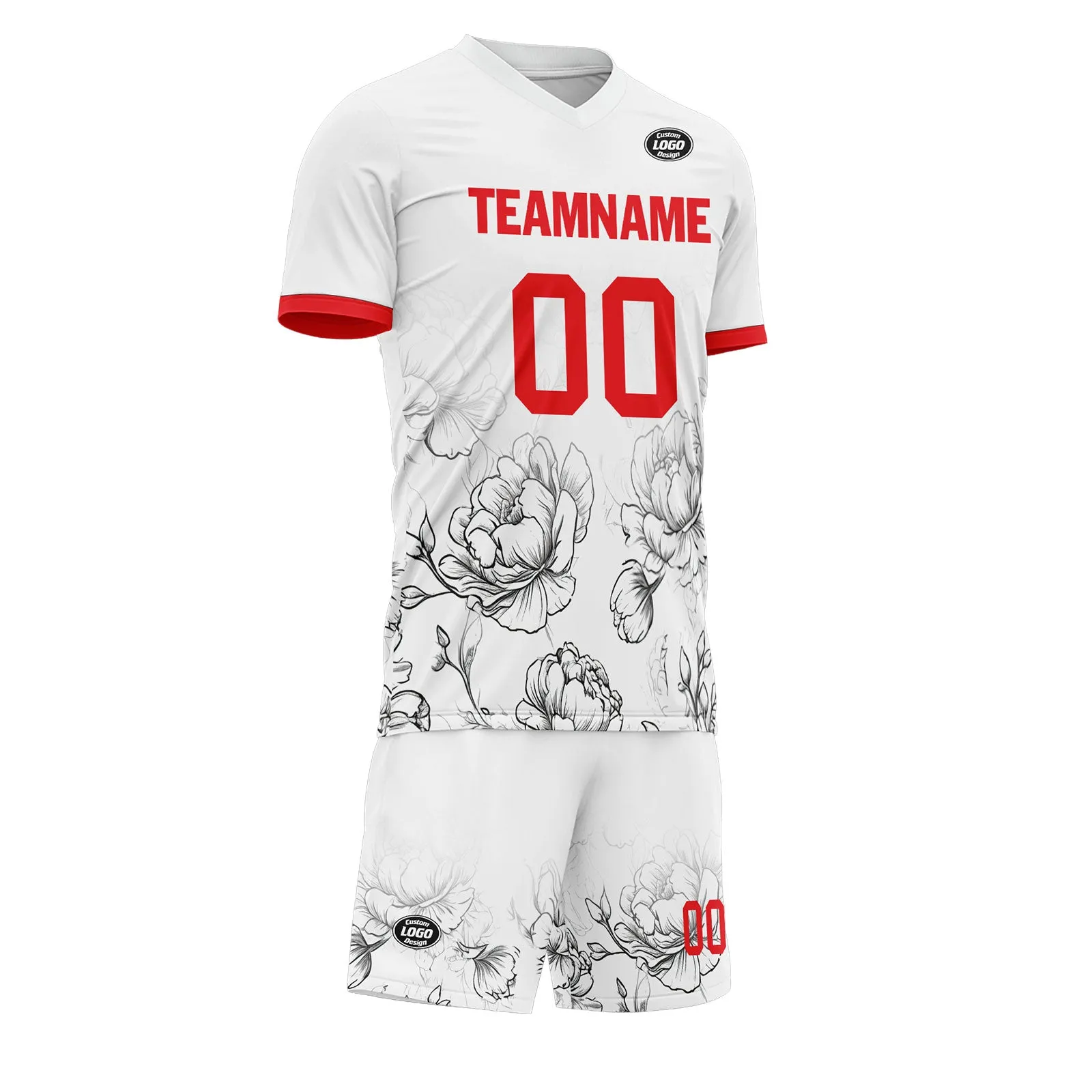 Custom White Red Soccer Sets Jersey Personalized SCJ101-D28030