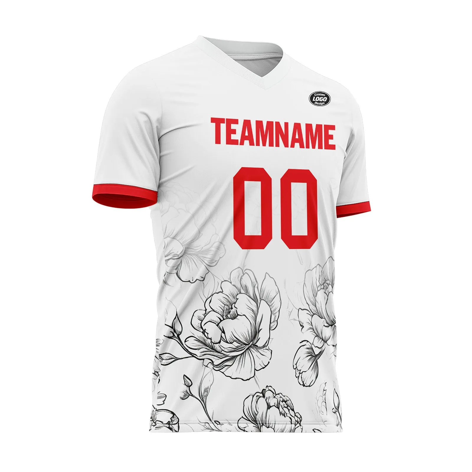Custom White Red Soccer Sets Jersey Personalized SCJ101-D28030