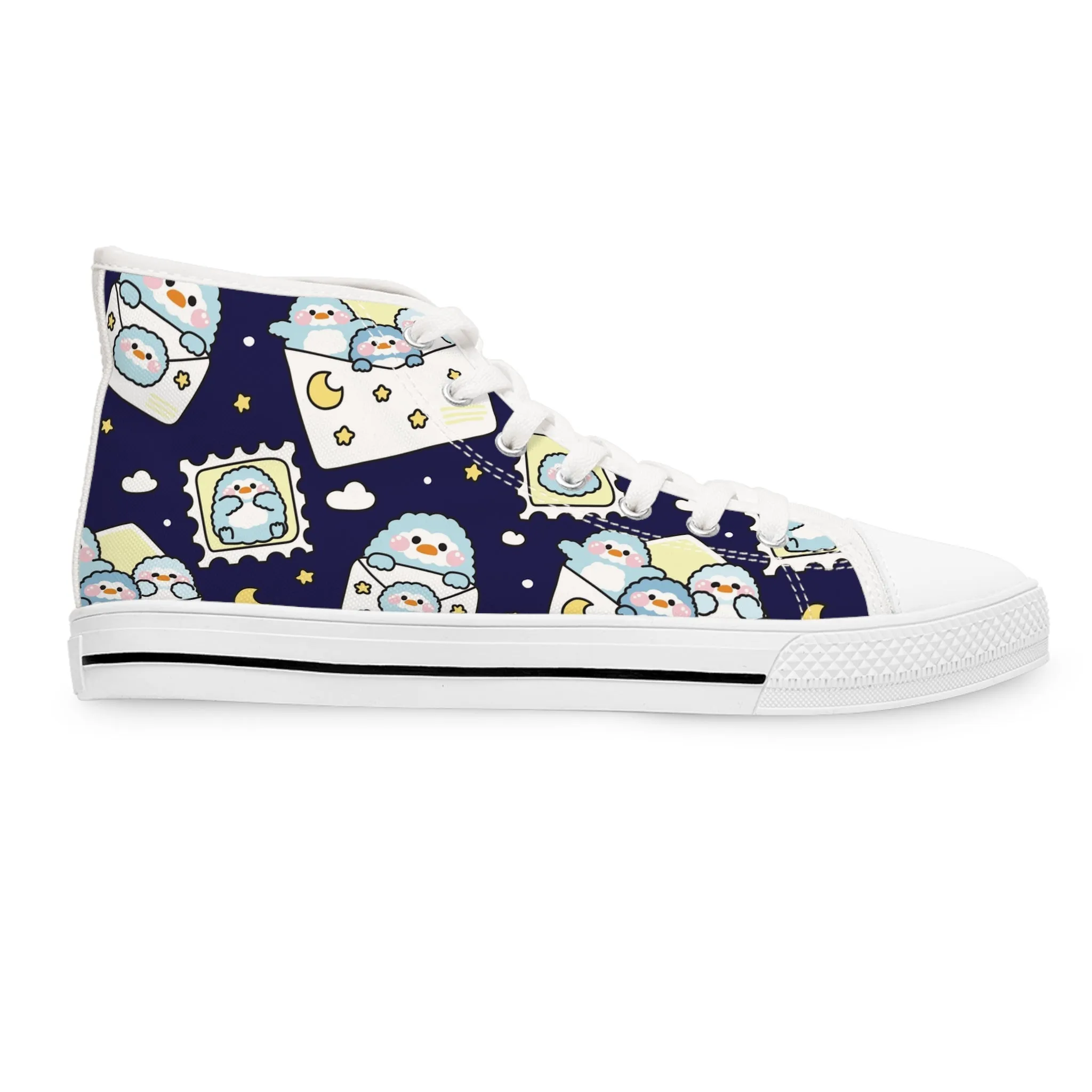 Cute Penguin in Paper Mail Women's High Top Sneakers