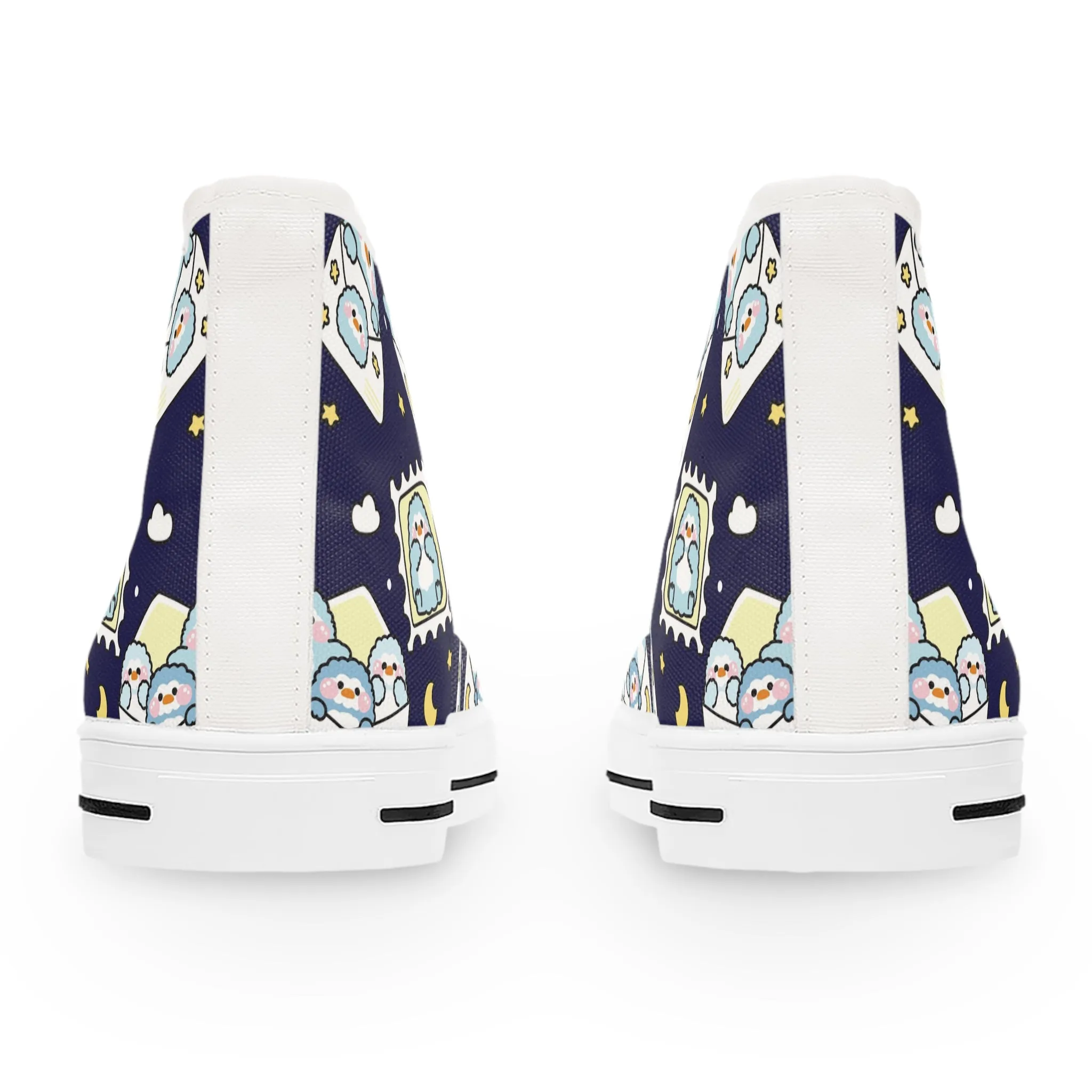 Cute Penguin in Paper Mail Women's High Top Sneakers