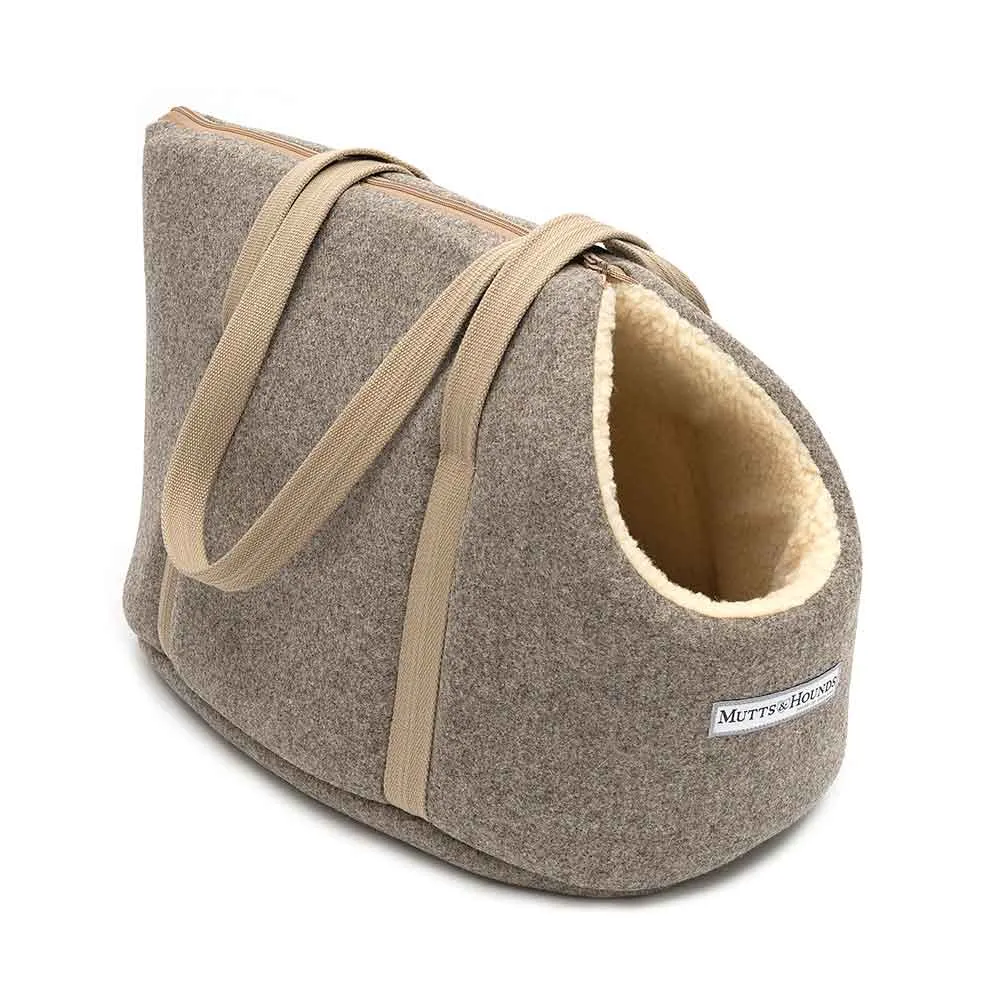 Dog and Puppy Travel Carrier Grey Tweed by Mutts & Hounds