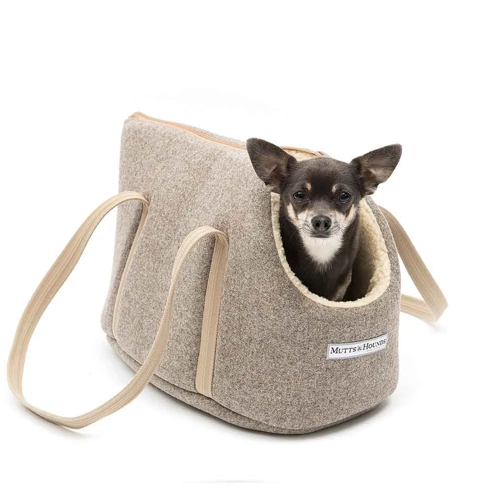 Dog and Puppy Travel Carrier Grey Tweed by Mutts & Hounds