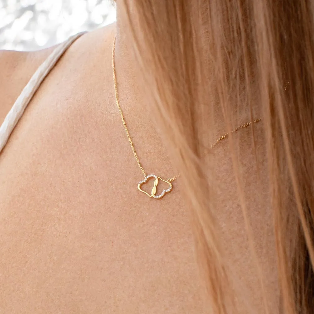 Double Diamond Gold Hearts Necklace Holiday Season Anniversary Gift