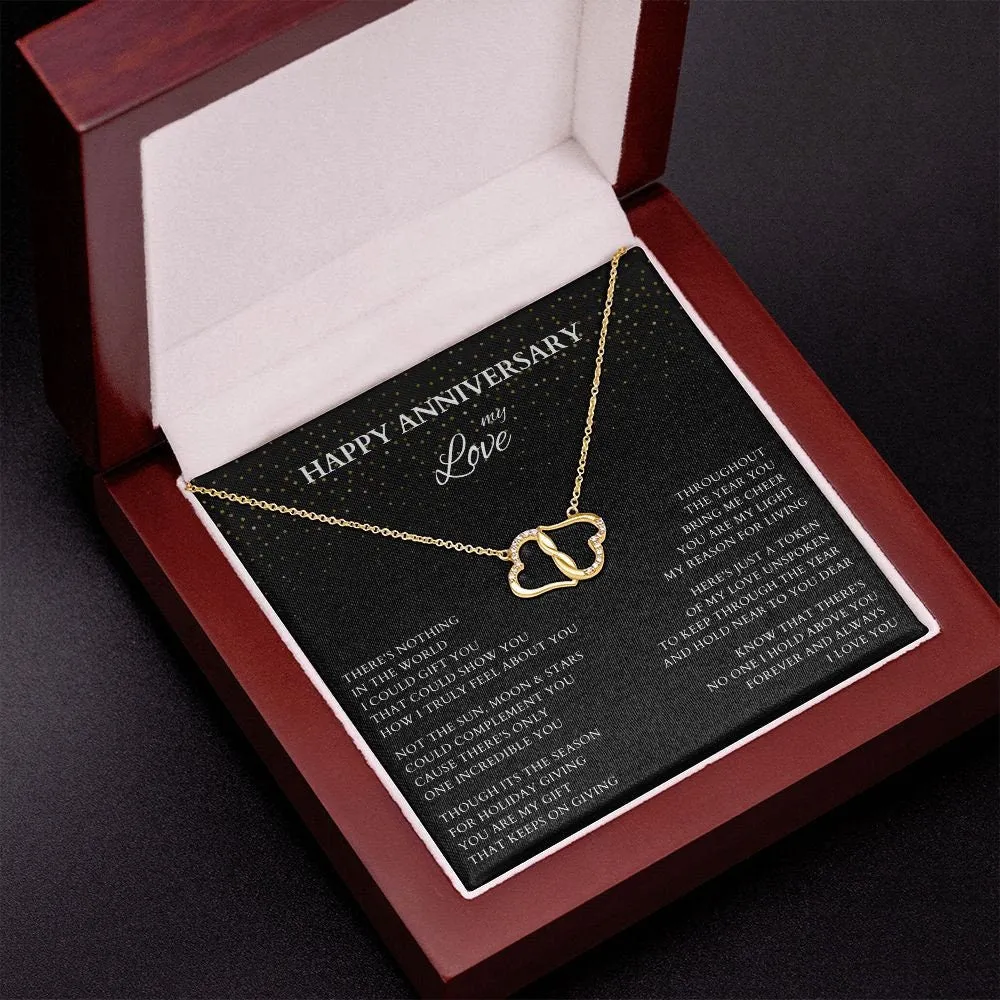 Double Diamond Gold Hearts Necklace Holiday Season Anniversary Gift