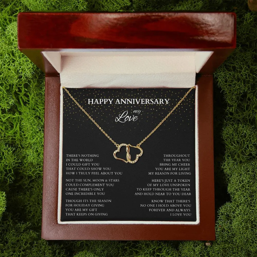 Double Diamond Gold Hearts Necklace Holiday Season Anniversary Gift