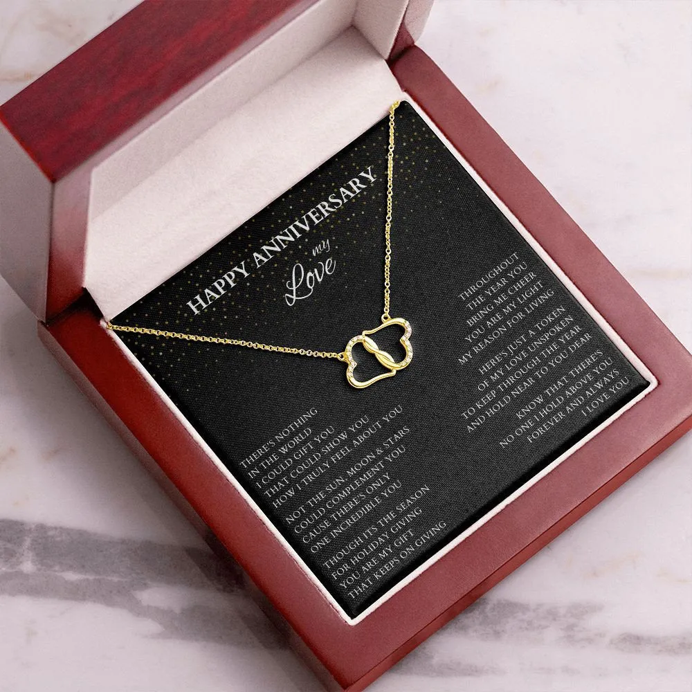 Double Diamond Gold Hearts Necklace Holiday Season Anniversary Gift