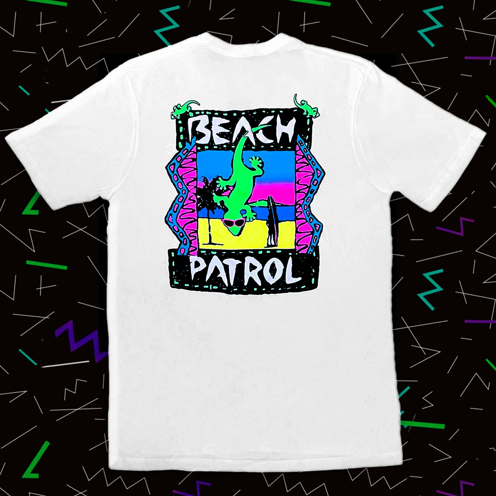 Gecko Beach Patrol - White Cotton Tee