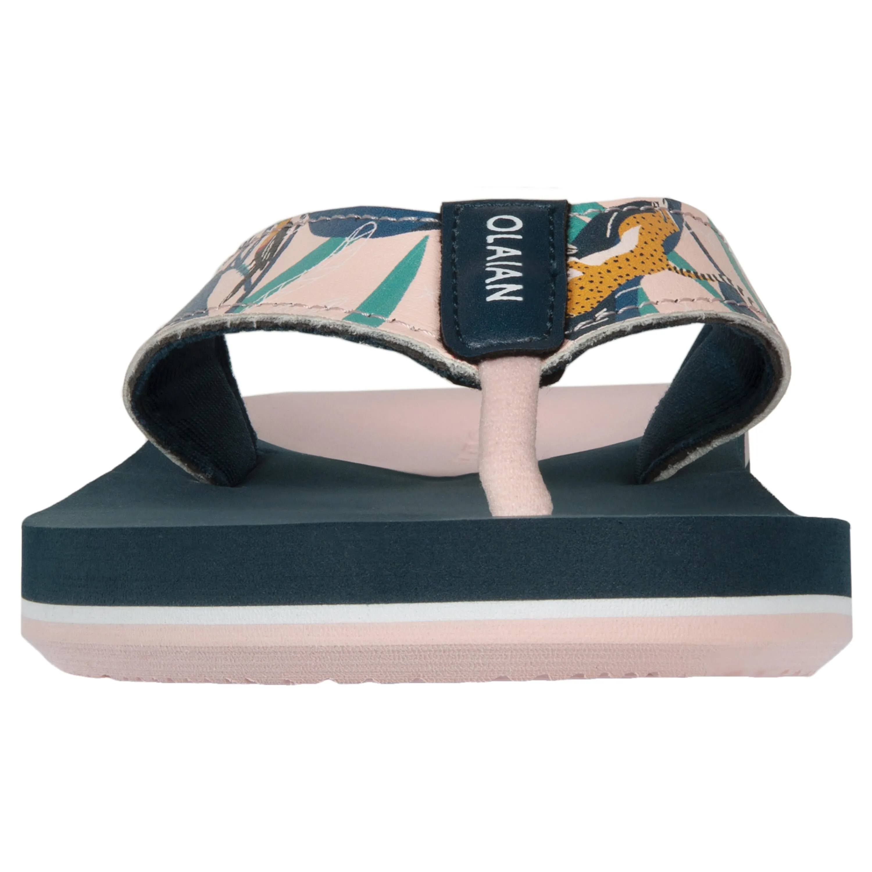 Girls' flip-flops 550 Peony petrol/pink OLAIAN dark petrol / neon pastel salmon