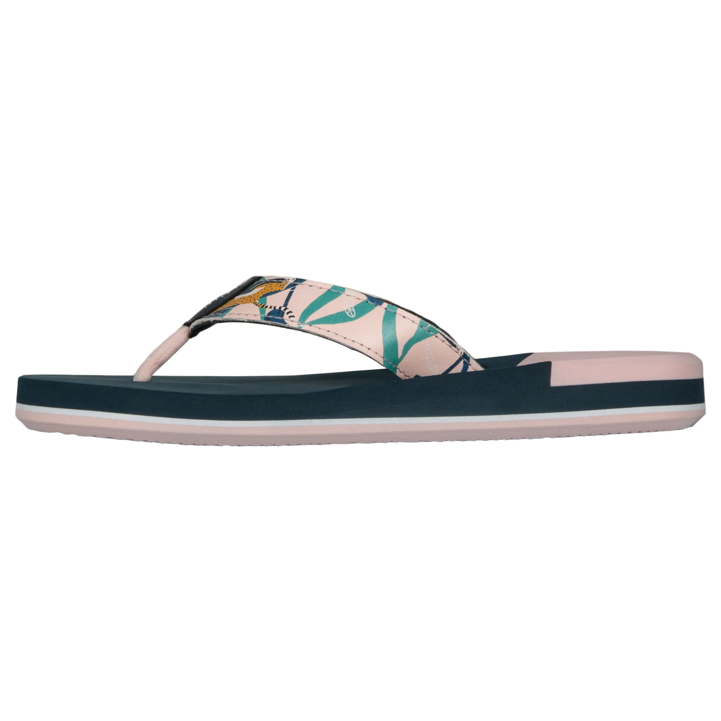 Girls' flip-flops 550 Peony petrol/pink OLAIAN dark petrol / neon pastel salmon