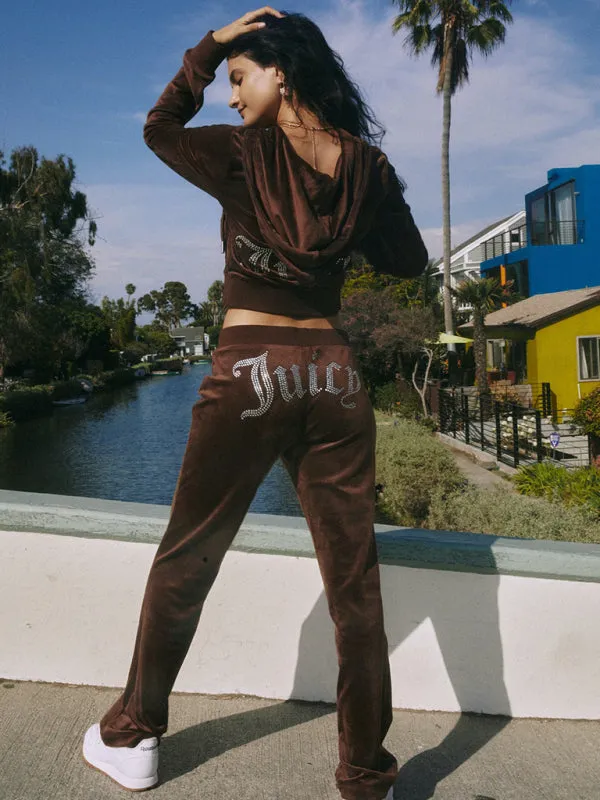 Hot "Juicy" Diamond Korean Velvet Sports & Leisure Two-piece Set