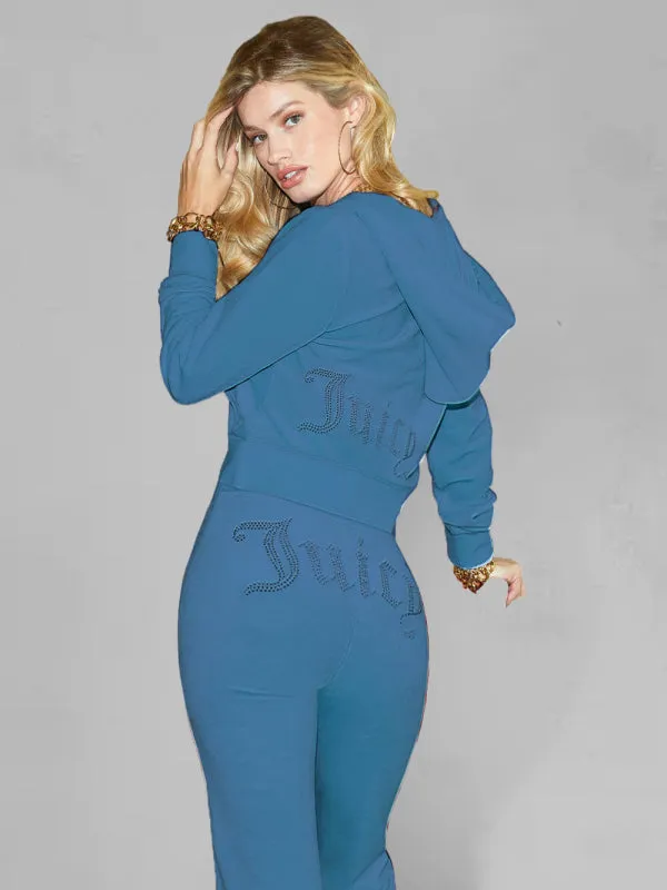 Hot "Juicy" Diamond Korean Velvet Sports & Leisure Two-piece Set
