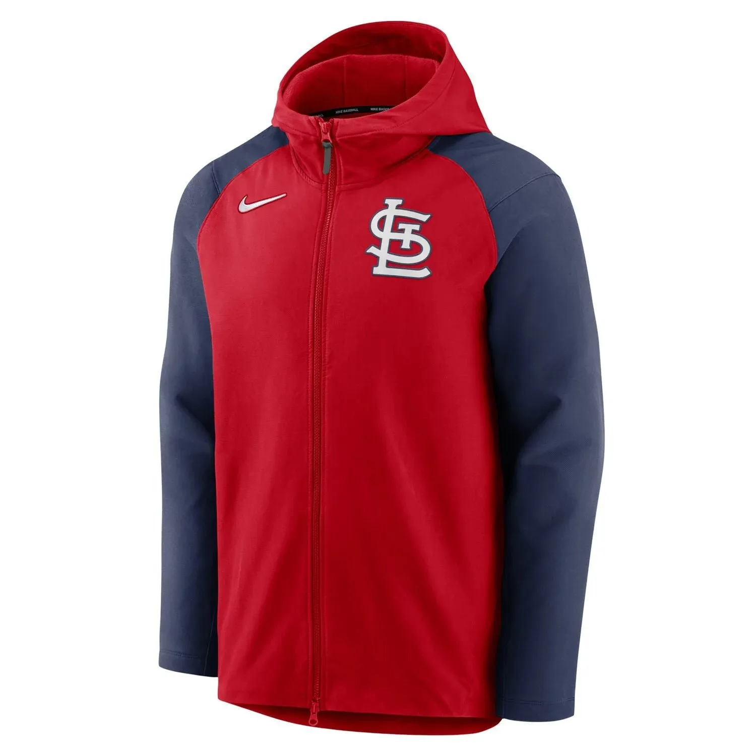 Men's Red/Navy Full Zip Hoodie St .  Louis Cardinals Authentic Collection Performance Raglan Nike