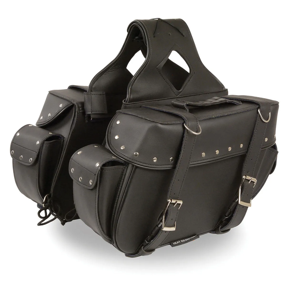 Milwaukee Leather SH574ZB Black Large Zip-Off PVC Throw Over Riveted