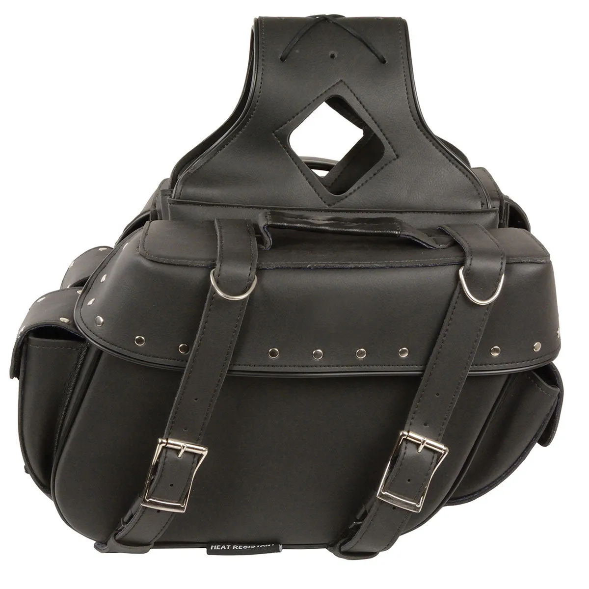 Milwaukee Leather SH574ZB Black Large Zip-Off PVC Throw Over Riveted