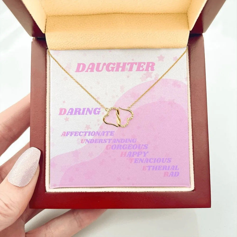 Minimalist Daughter Gift, Jewelry for Daughter Gold and Diamond Everlasting Love Necklace Infinity Pair of Pave Hearts, Retro Graphic