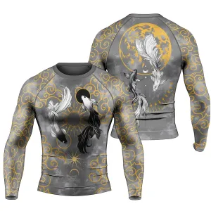 Moon And Shadow Koi Fish Men's Long Sleeve Rash Guard