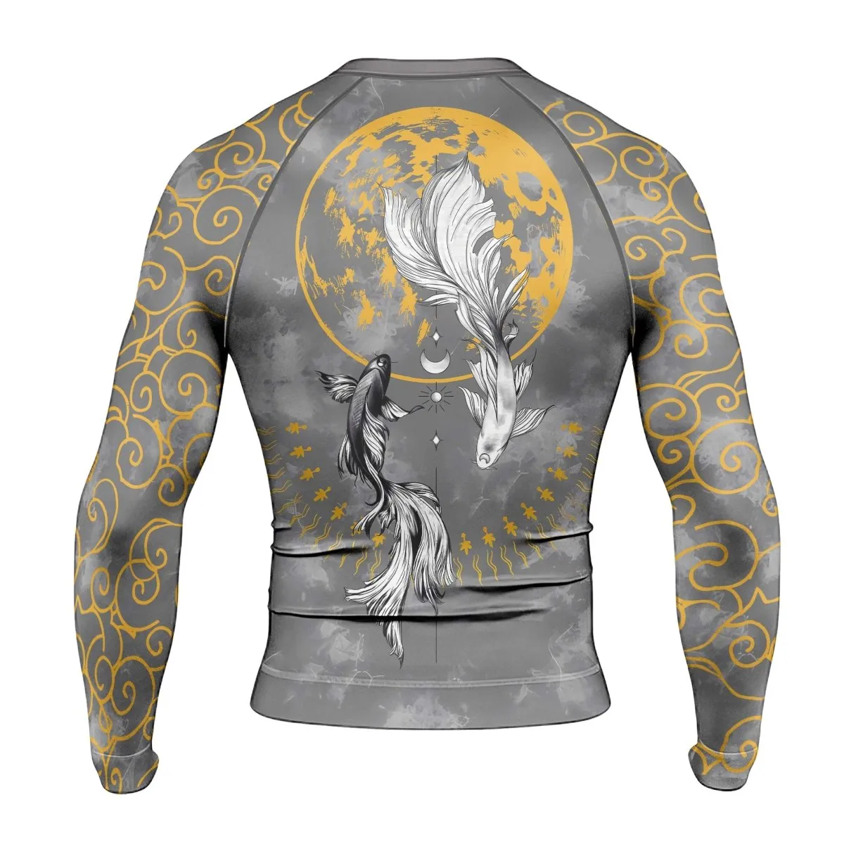 Moon And Shadow Koi Fish Men's Long Sleeve Rash Guard