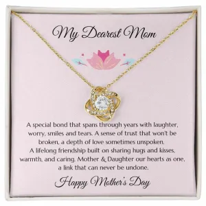 Mother’s Day Gift, Mom Gift from Daughter, Mother Gift, Mom Gold Heart Necklace, Mom Poem, Gold Love Knot Necklace, Daughter Gift to Mom