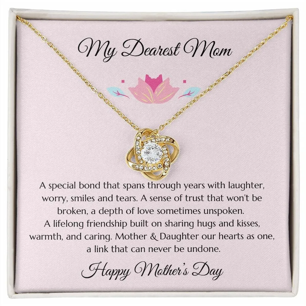 Mother’s Day Gift, Mom Gift from Daughter, Mother Gift, Mom Gold Heart Necklace, Mom Poem, Gold Love Knot Necklace, Daughter Gift to Mom
