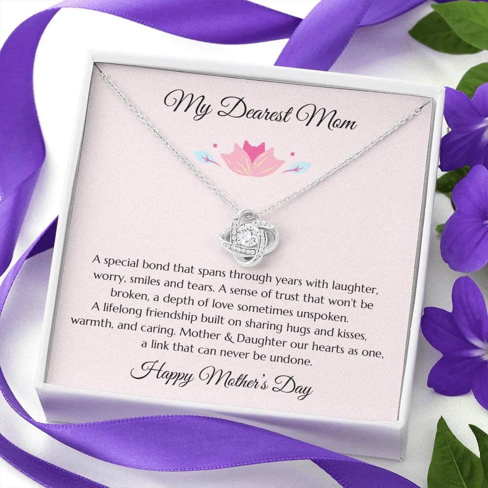 Mother’s Day Gift, Mom Gift from Daughter, Mother Gift, Mom Gold Heart Necklace, Mom Poem, Gold Love Knot Necklace, Daughter Gift to Mom