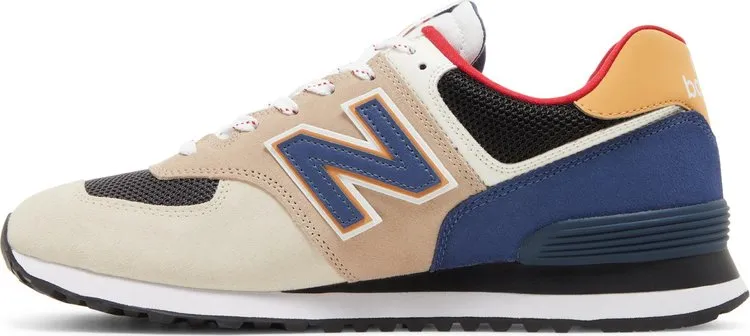 New Balance 574 sneakers, yellow/blue/beige