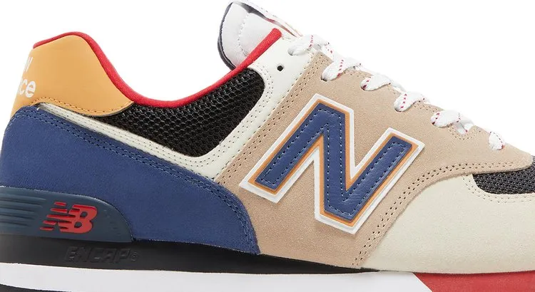 New Balance 574 sneakers, yellow/blue/beige