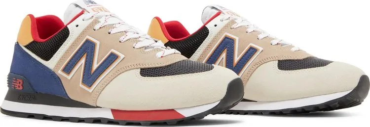 New Balance 574 sneakers, yellow/blue/beige